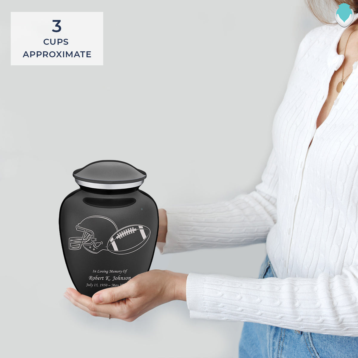 Medium Embrace Charcoal Football Cremation Urn