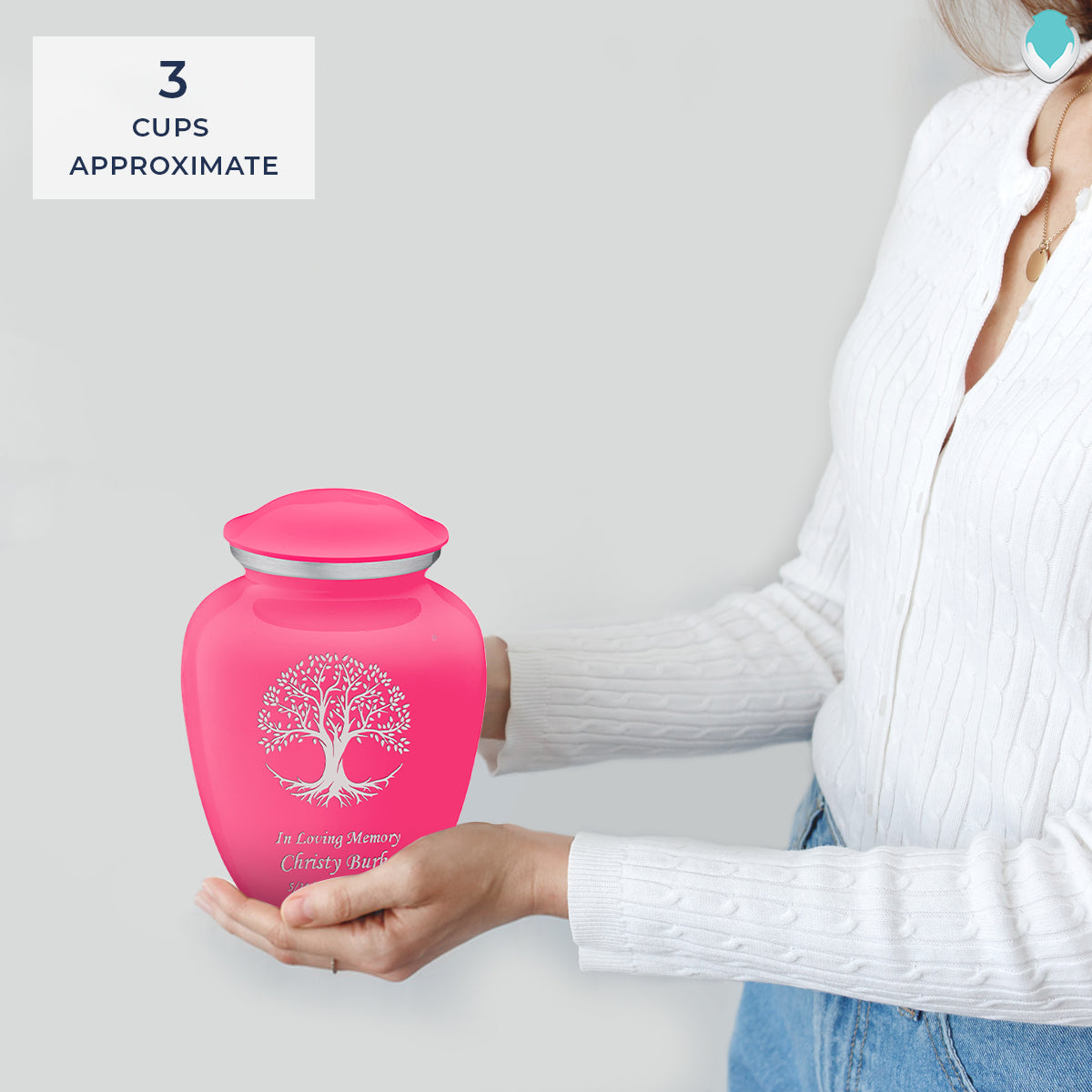 Medium Embrace Bright Pink Tree of Life Cremation Urn