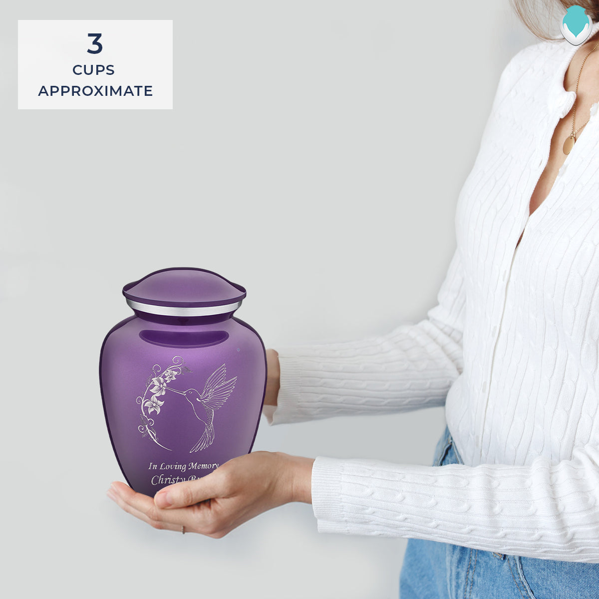Medium Embrace Purple Hummingbird Cremation Urn