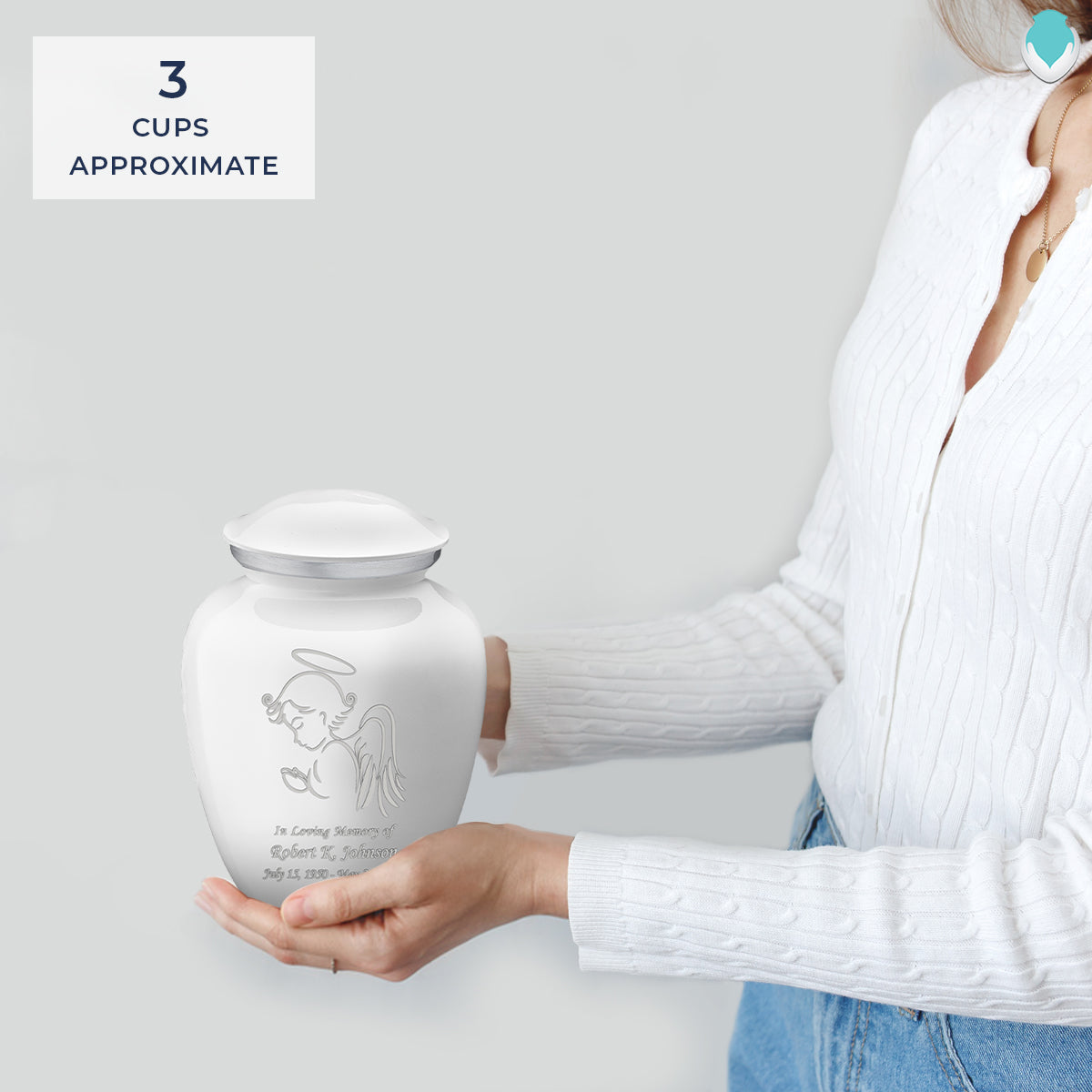 Medium Embrace White Angel Cremation Urn