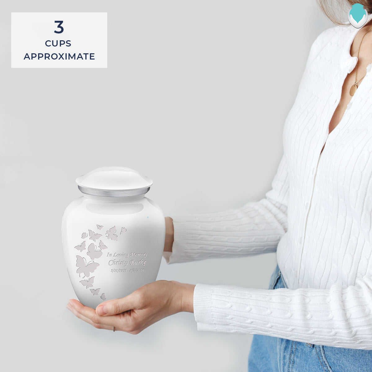 Medium Embrace White Butterfly Cremation Urn