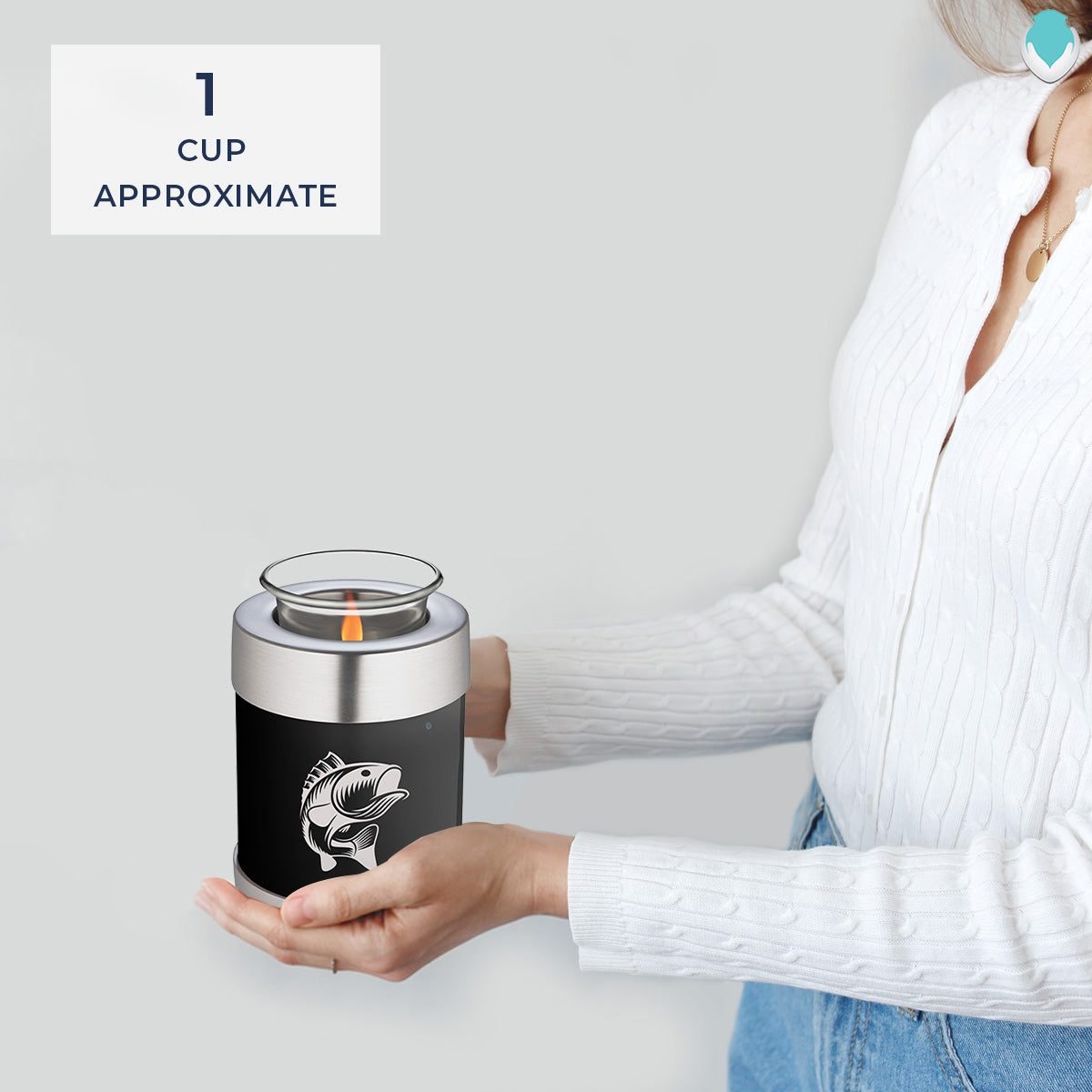 Candle Holder Embrace Black Fishing Cremation Urn