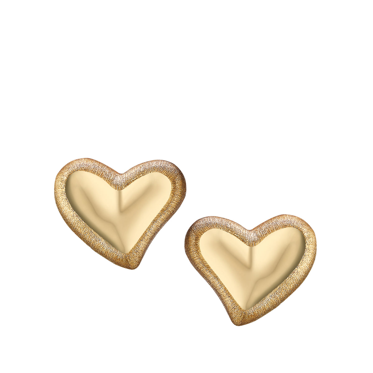 Leaning Heart Gold Vermeil Sterling Silver Stud Earrings
