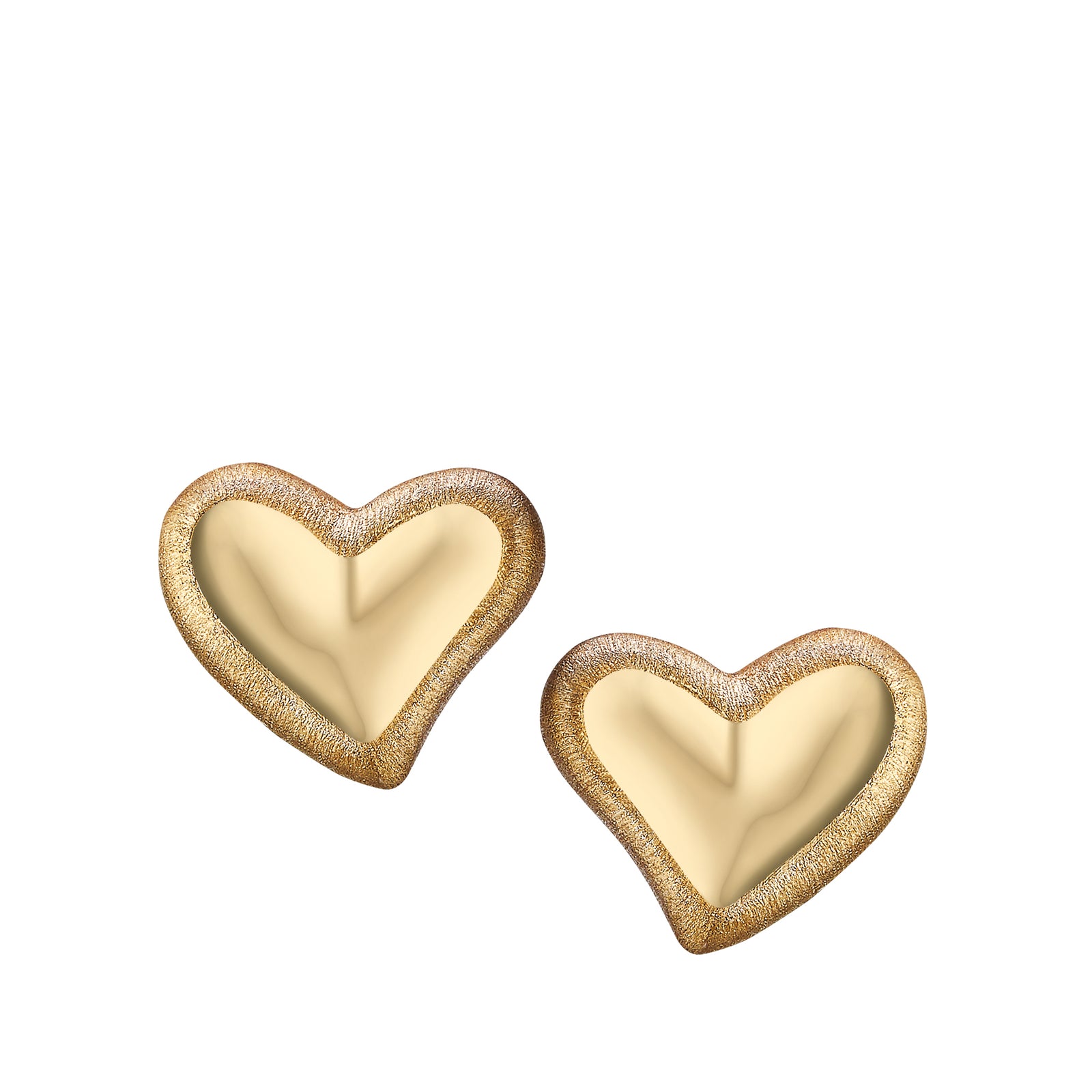 Leaning Heart Gold Vermeil Sterling Silver Stud Earrings