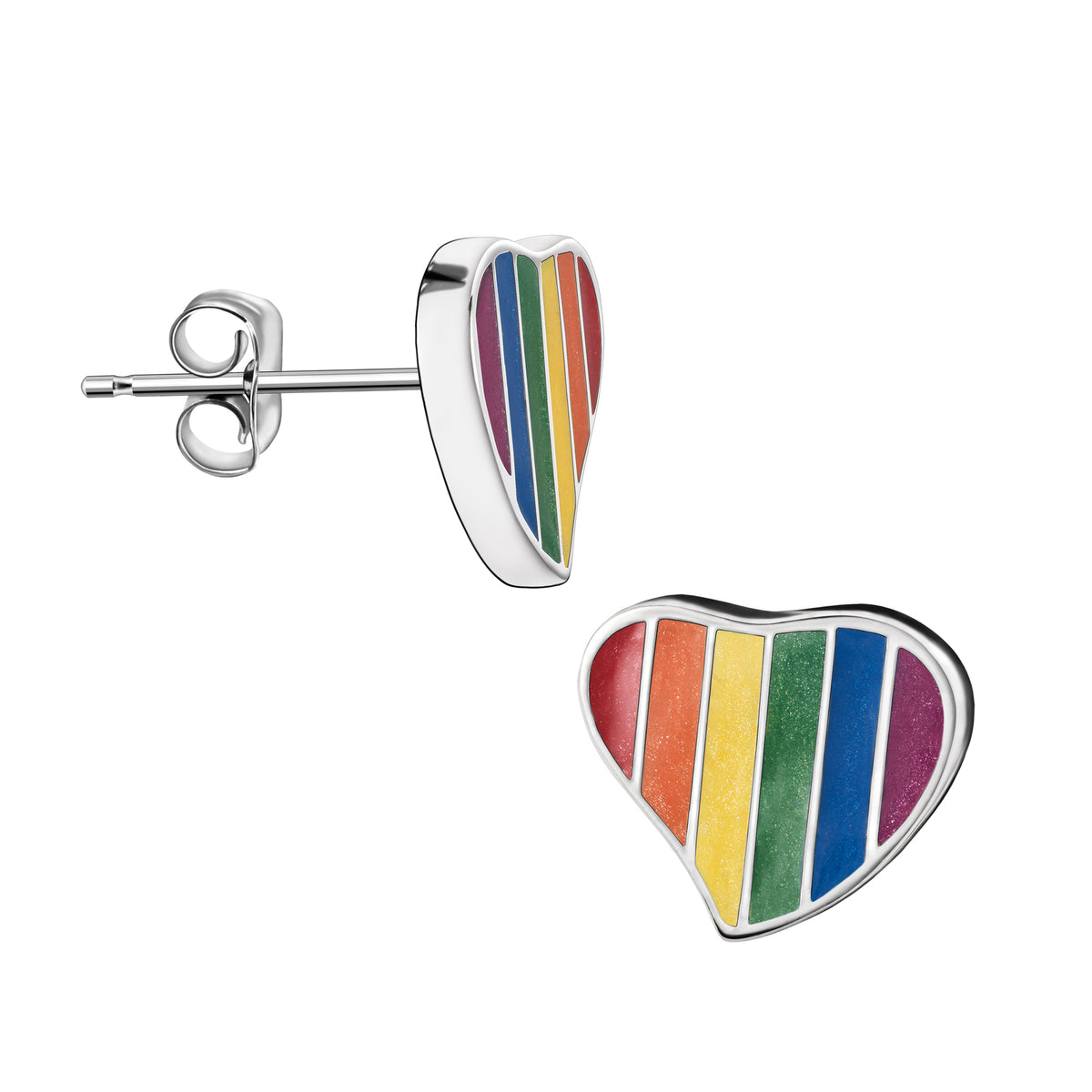 Pride Rainbow Sterling Silver Stud Earrings