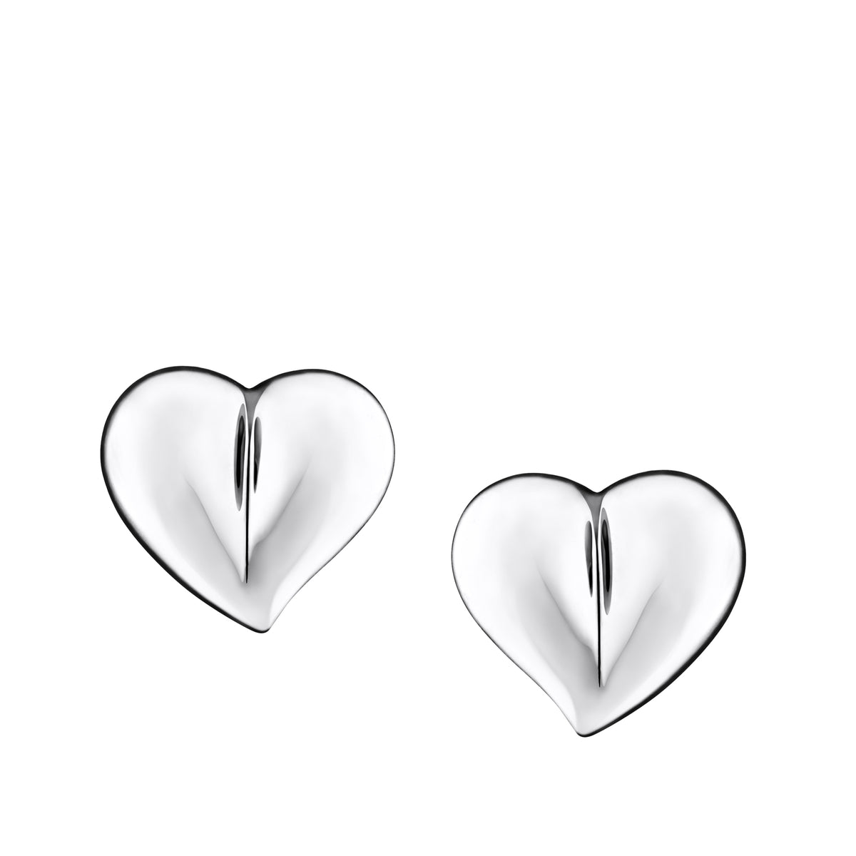 LoveHeart Rhodium Plated Sterling Silver Stud Earrings