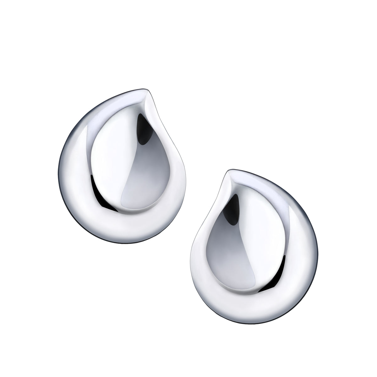 TearDrop Rhodium Plated Sterling Silver Stud Earrings