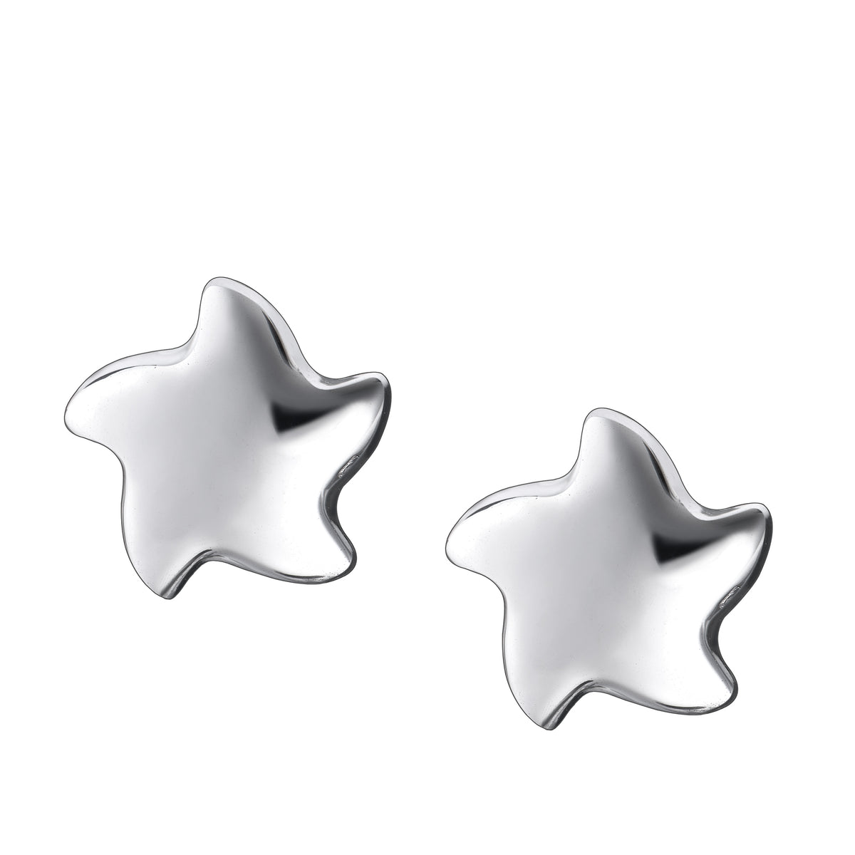 Angelic Star Rhodium Plated Sterling Silver Stud Earrings