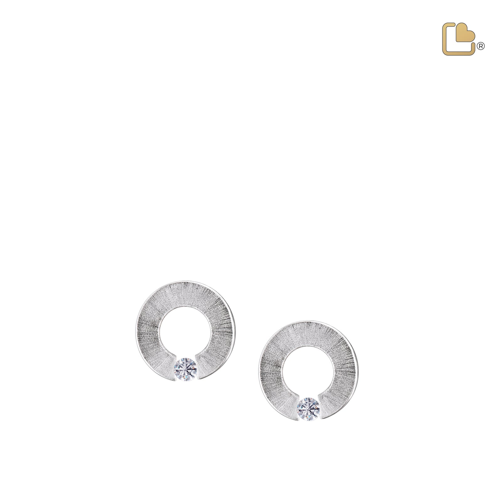 Omega Rhodium Plated Two Tone with Clear Crystal Sterling Silver Stud Earrings