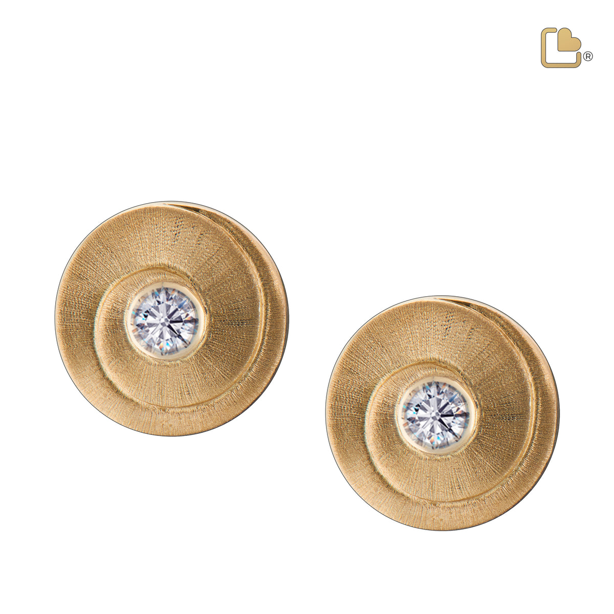 Eternity with Clear Crystal Gold Vermeil Two Tone Sterling Silver Stud Earrings