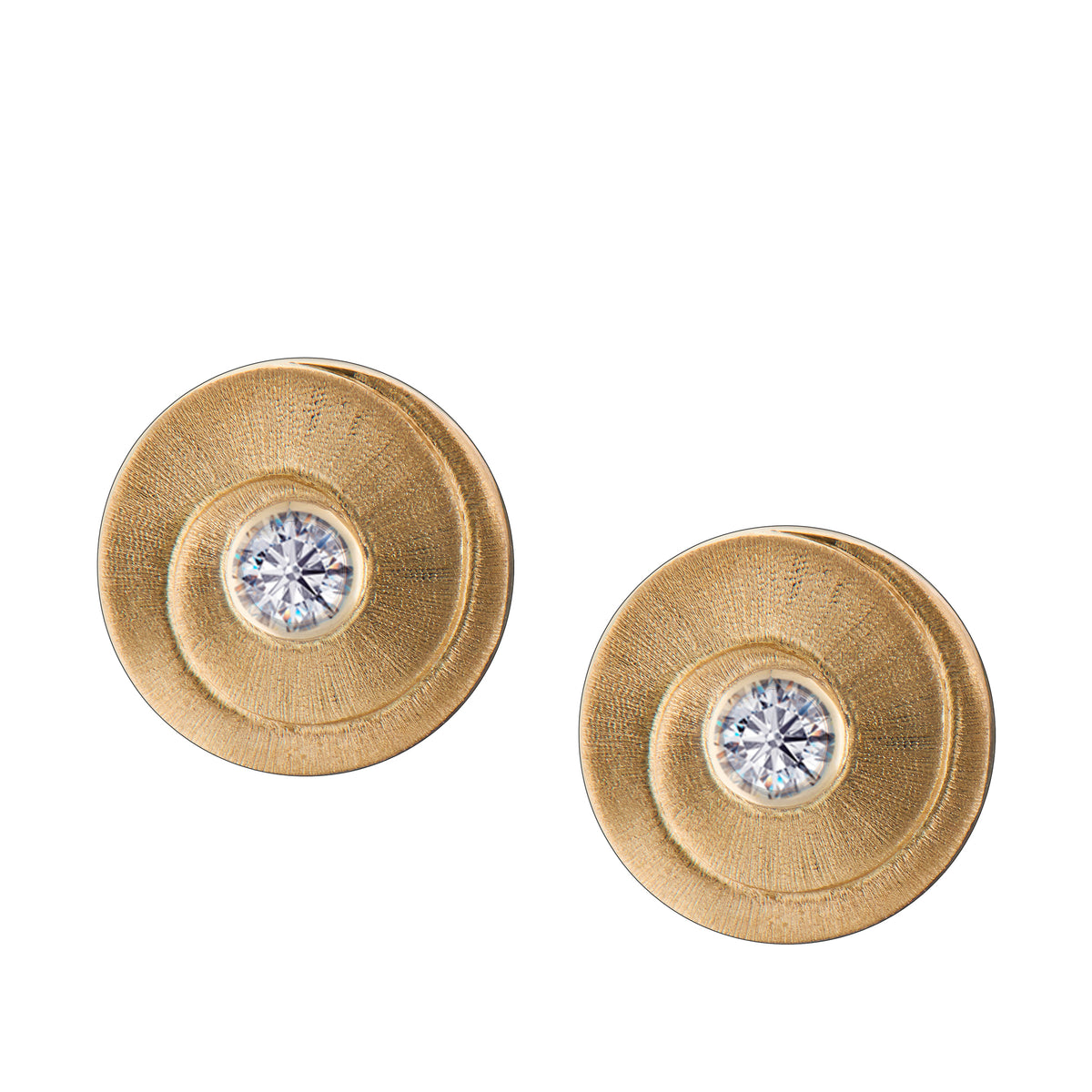Eternity with Clear Crystal Gold Vermeil Two Tone Sterling Silver Stud Earrings