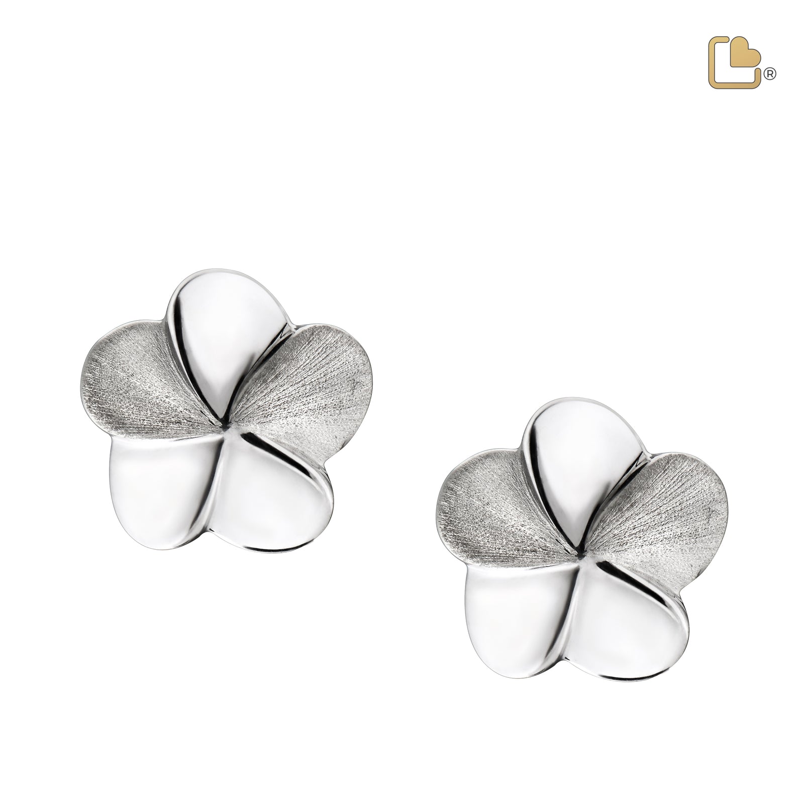 Bloom Rhodium Plated Two Tone Sterling Silver Stud Earrings