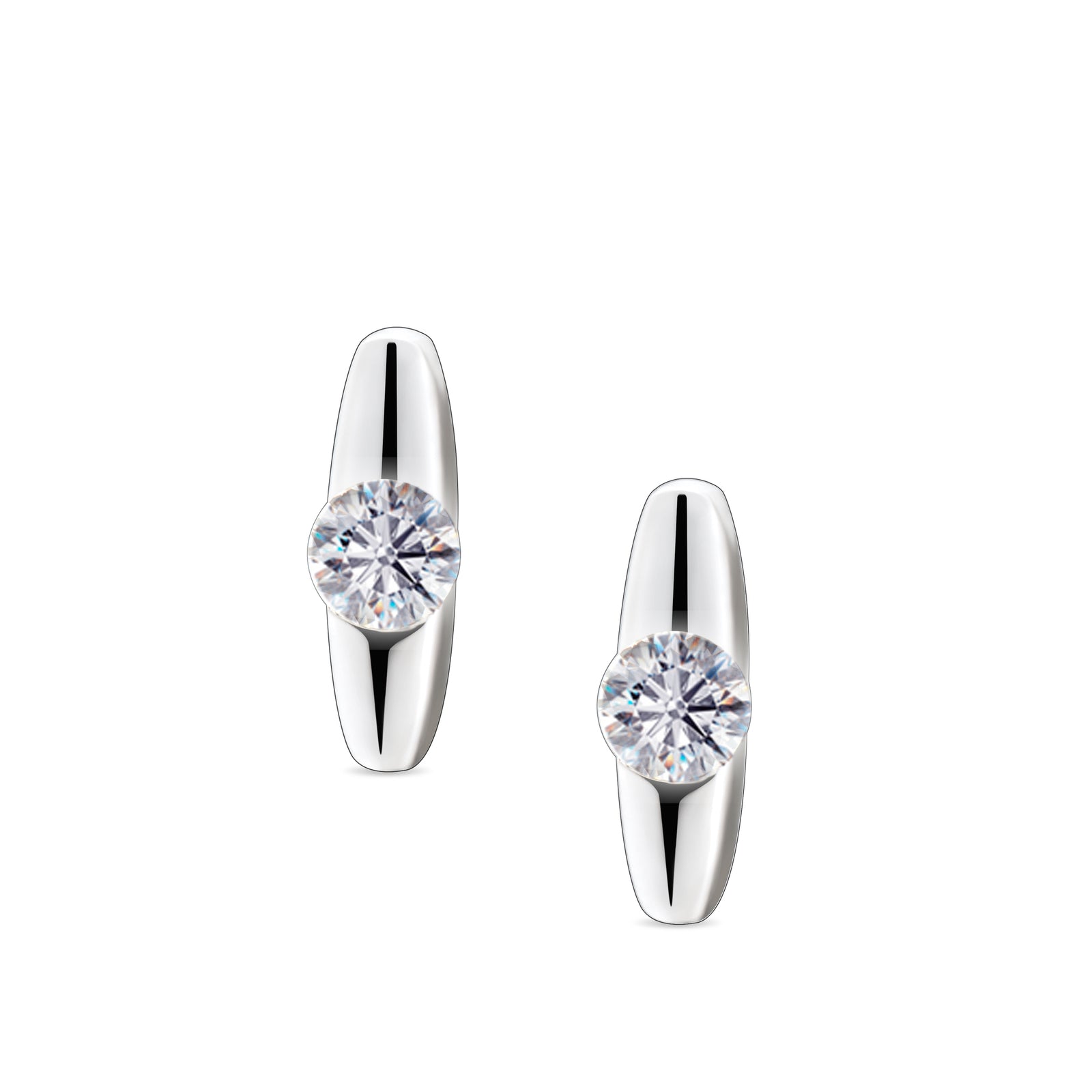 Hope Rhodium Plated with Clear Crystal Sterling Silver Stud Earrings