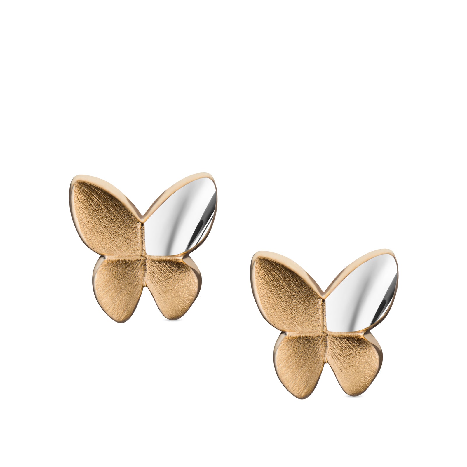 Butterfly Gold Vermeil Two Tone Sterling Silver Stud Earrings