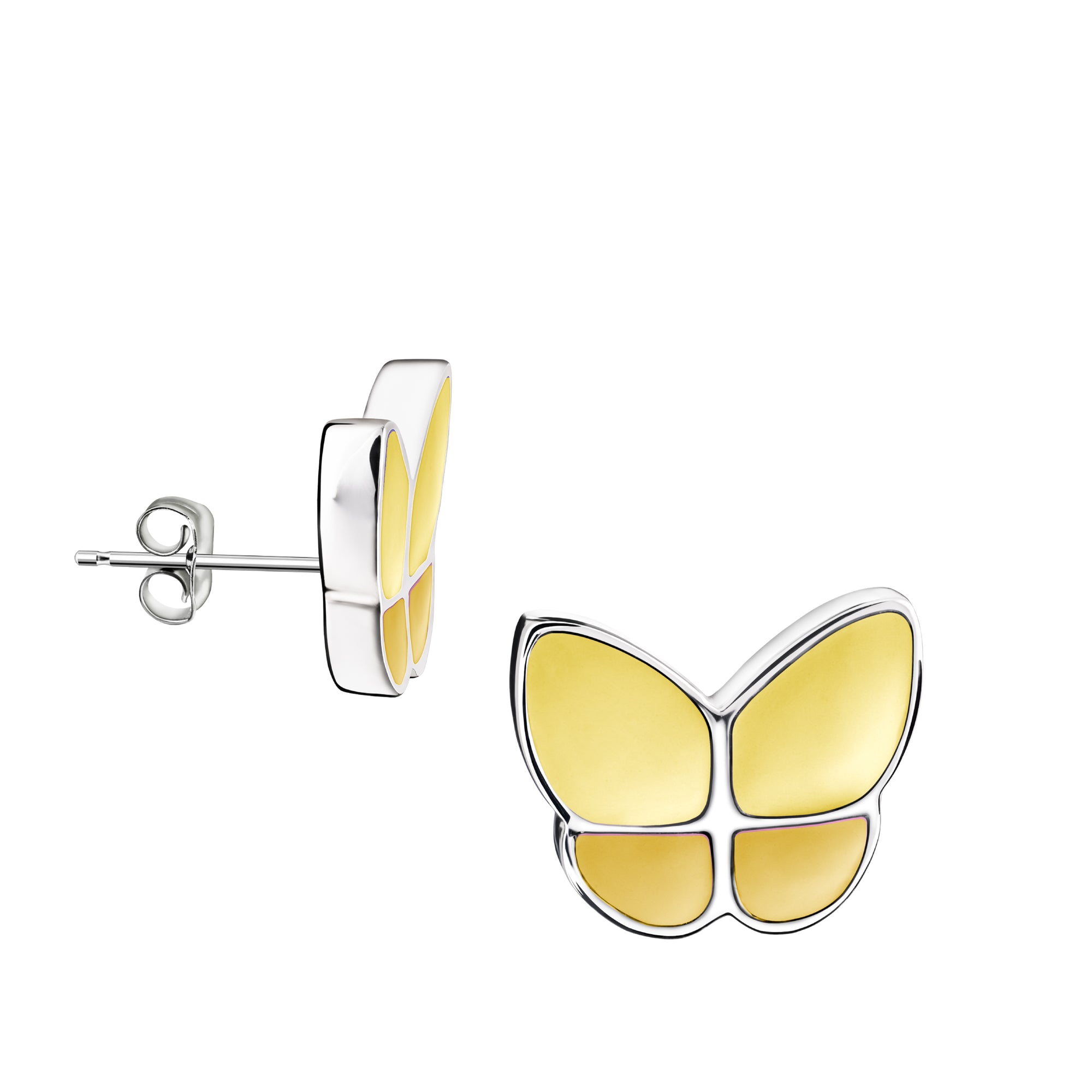 Wings of Hopeª️ Stud Earrings Pearl Yellow & Polished Silver