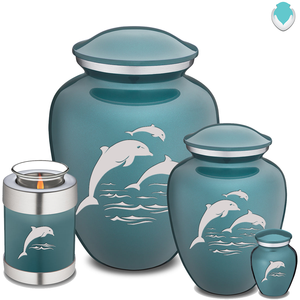 Adult Embrace Teal Dolphins Cremation Urn
