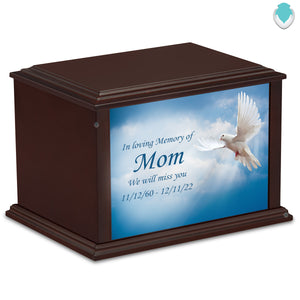 Custom Printed Heritage Eternal Impressions Dove Wood Box Cremation Urn