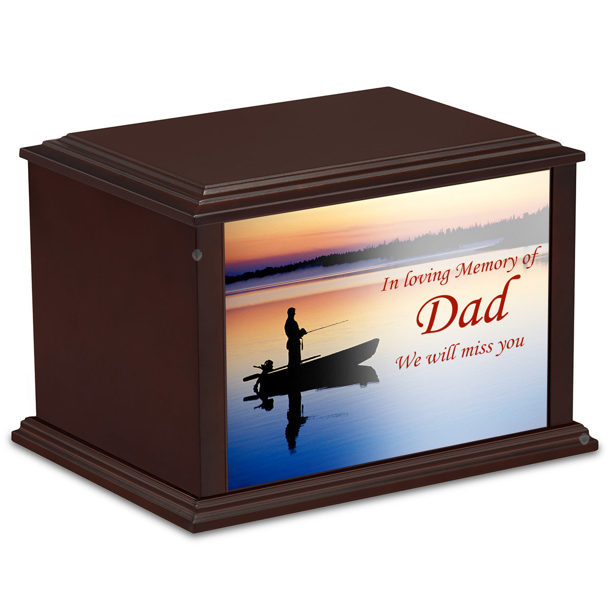 Custom Printed Heritage Everlasting Expressions Fishing Wood Box Cremation Urn