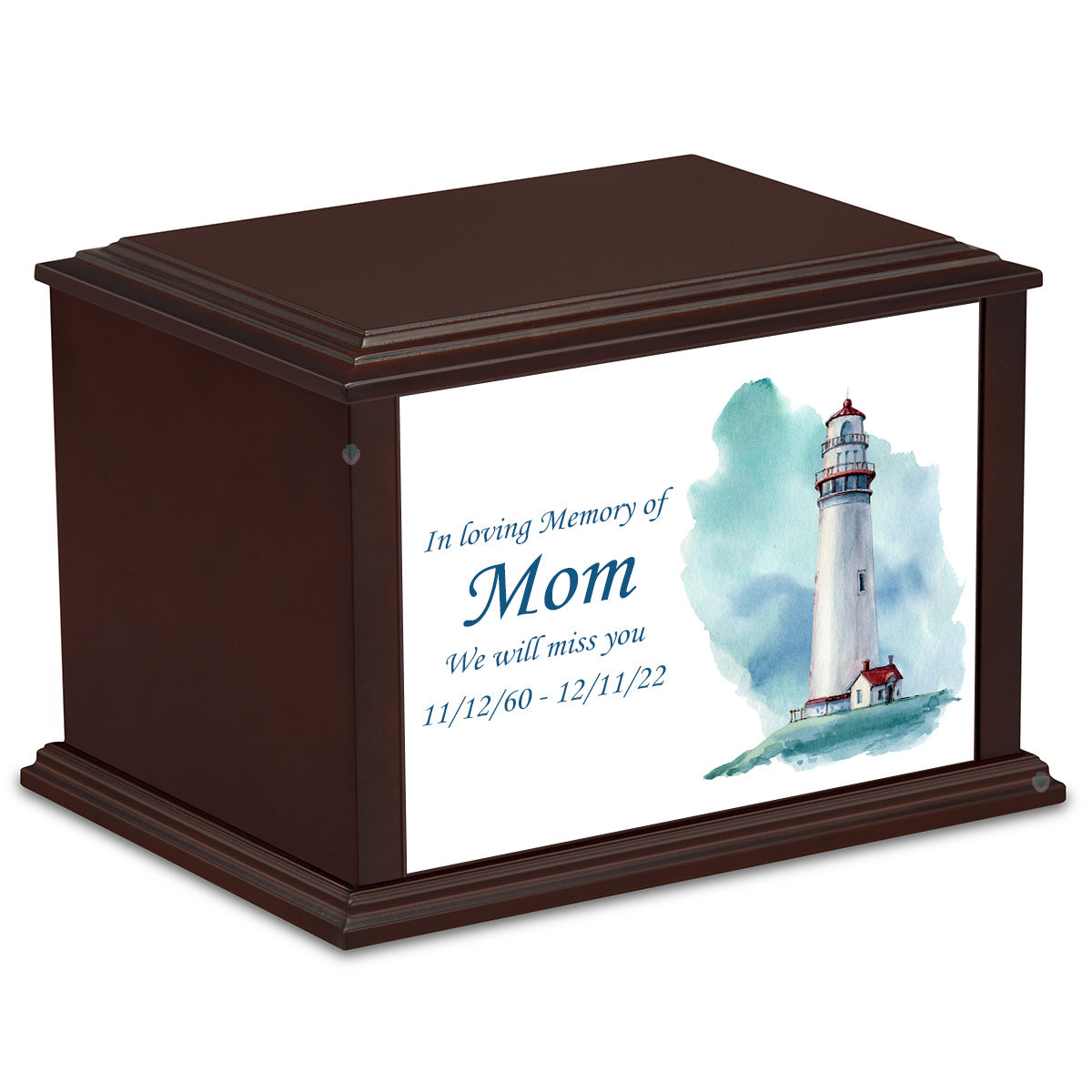 Custom Printed Heritage Eternal Impressions Lighthouse Wood Box Cremation Urn