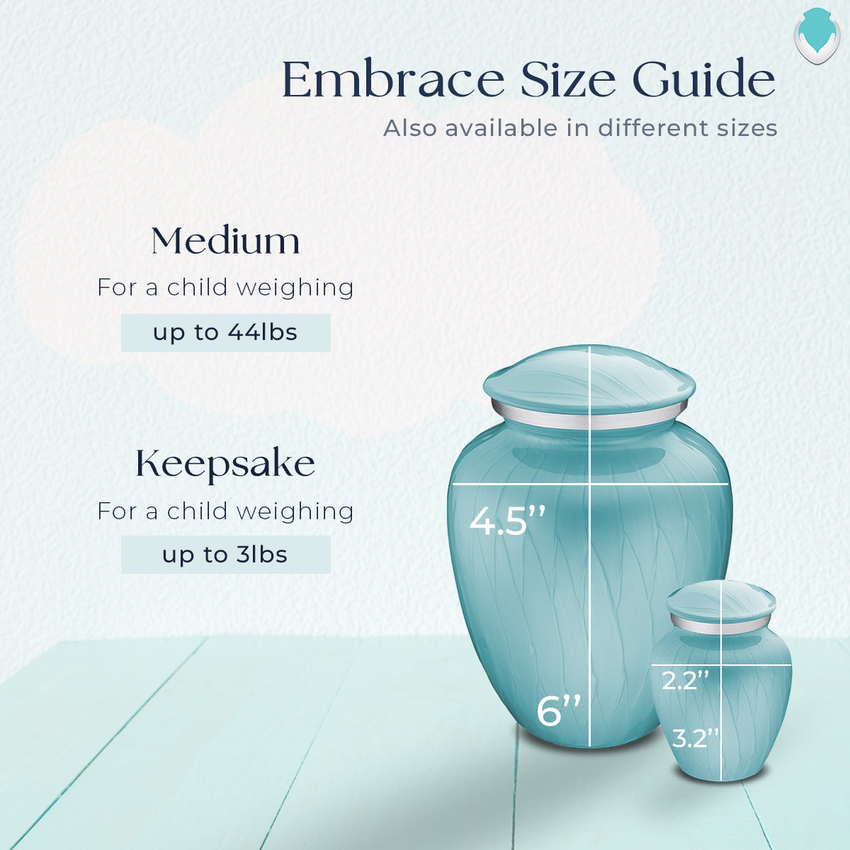 Keepsake Embrace Pearl Light Blue Loving Heart Feet Cremation Urn