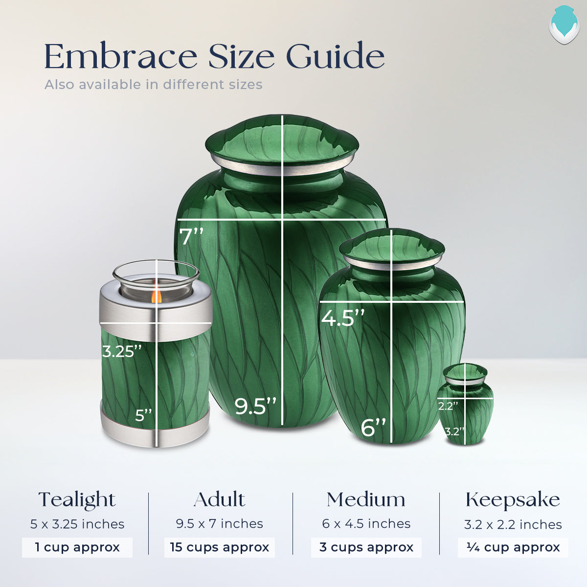 Adult Embrace Pearl Green Doves Cremation Urn