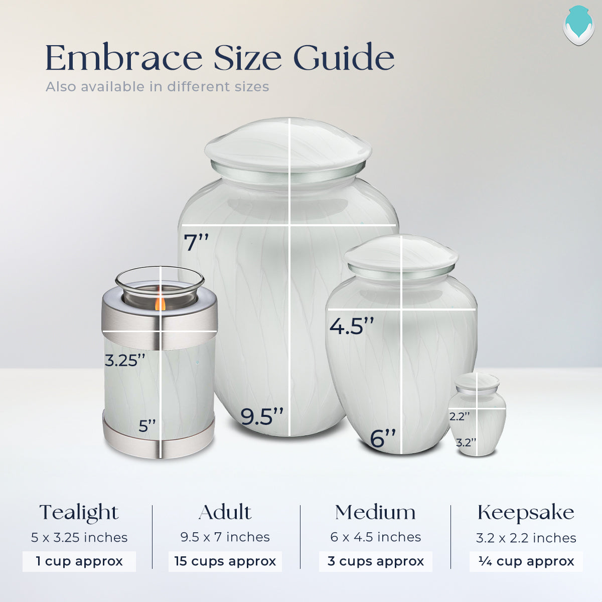 Adult Embrace Pearl White Doves Cremation Urn