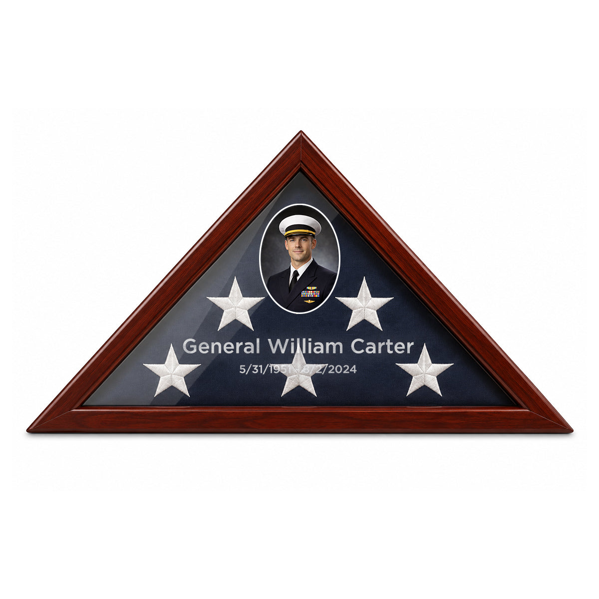 Personalized Portrait Flag Display Case with Glass Front