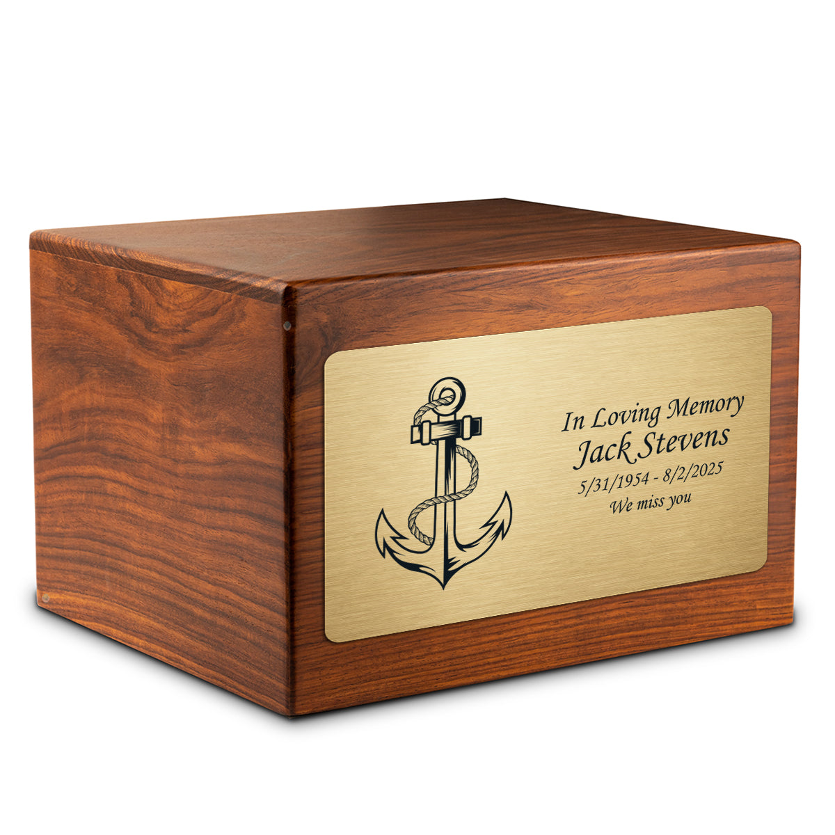 Adult Aura Anchor Custom Engraved Solid Wood Box Cremation Urn