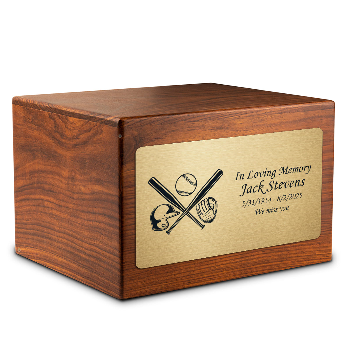 Adult Aura Baseball Custom Engraved Solid Wood Box Cremation Urn