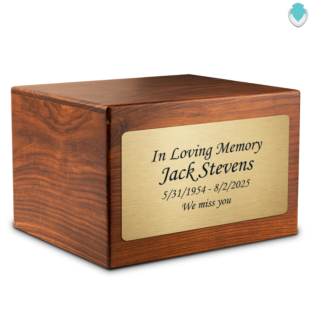 Adult Aura Custom Engraved Text Solid Wood Box Cremation Urn