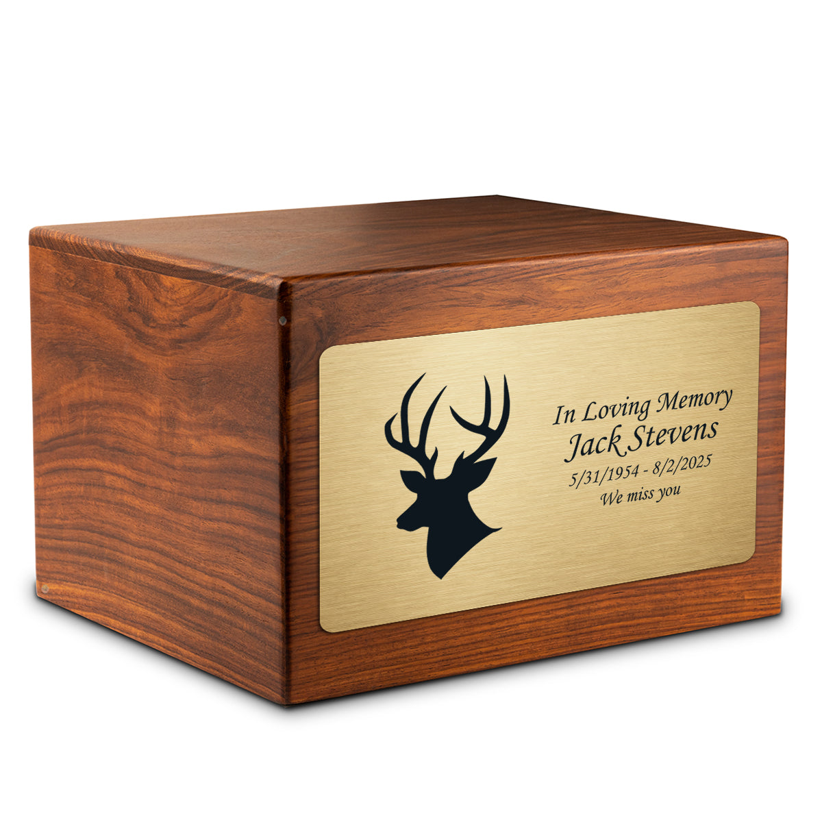 Adult Aura Deer Custom Engraved Solid Wood Box Cremation Urn