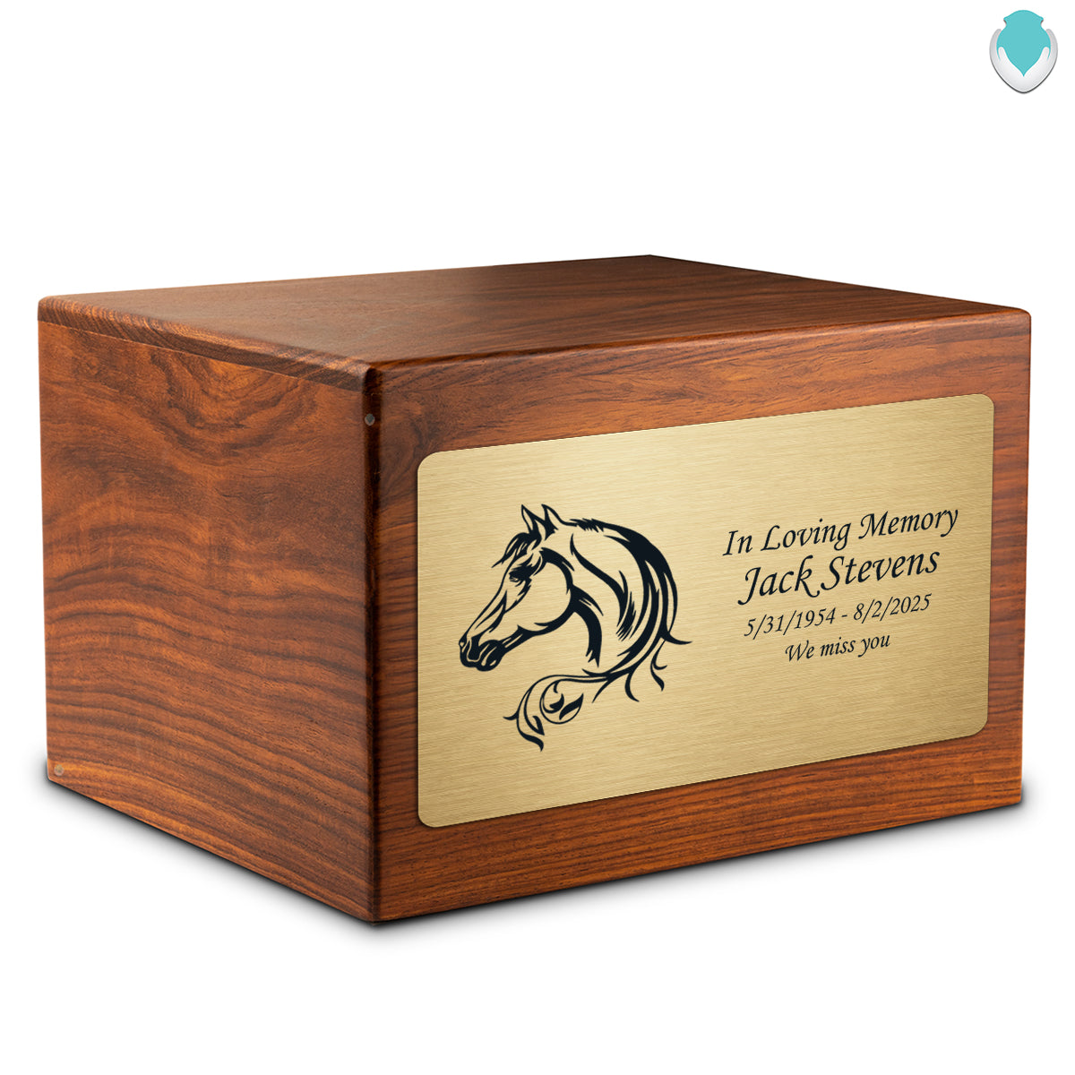 Adult Aura Horse Custom Engraved Solid Wood Box Cremation Urn