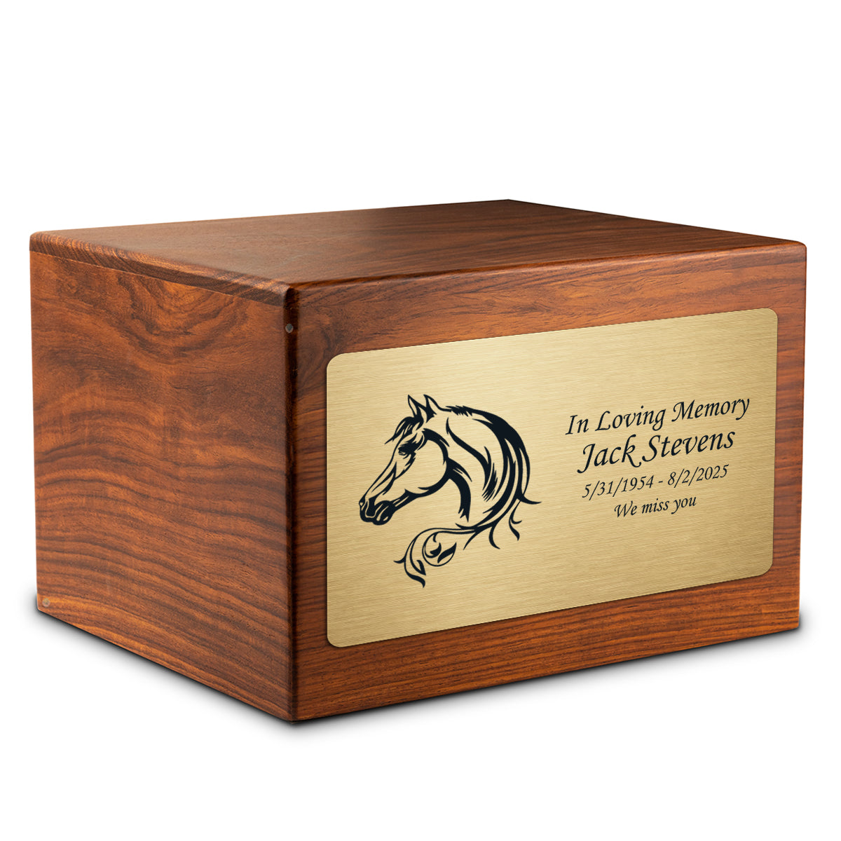 Adult Aura Horse Custom Engraved Solid Wood Box Cremation Urn