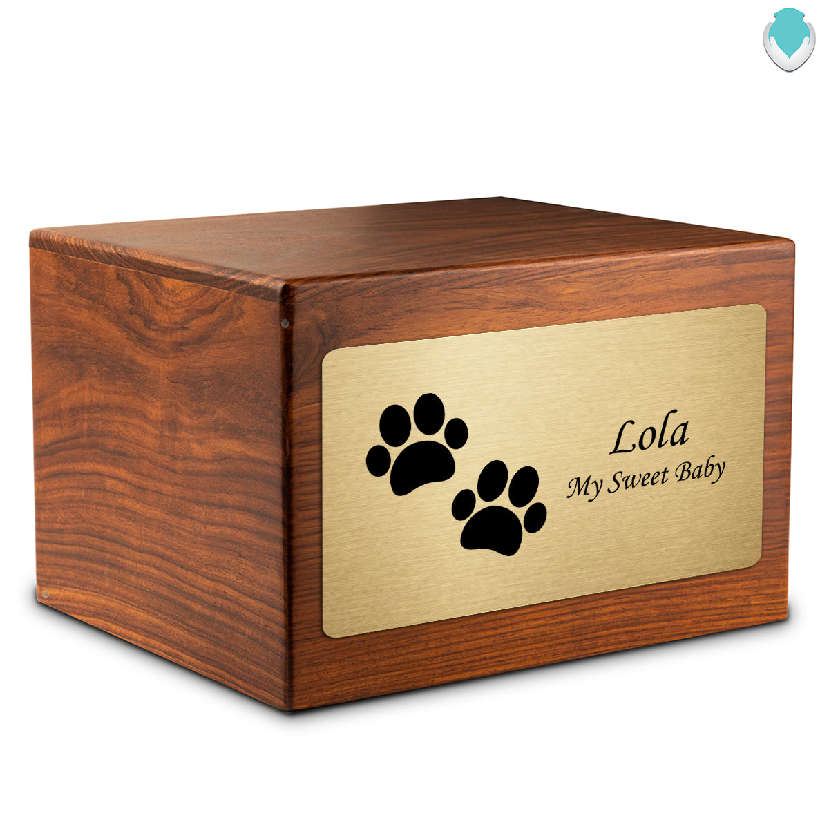 Adult Aura Pet Walking Paws Custom Engraved Solid Wood Box Cremation Urn