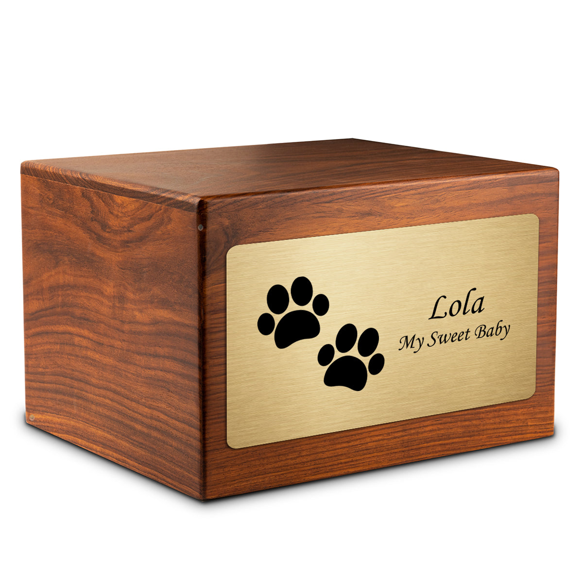 Adult Aura Pet Walking Paws Custom Engraved Solid Wood Box Cremation Urn