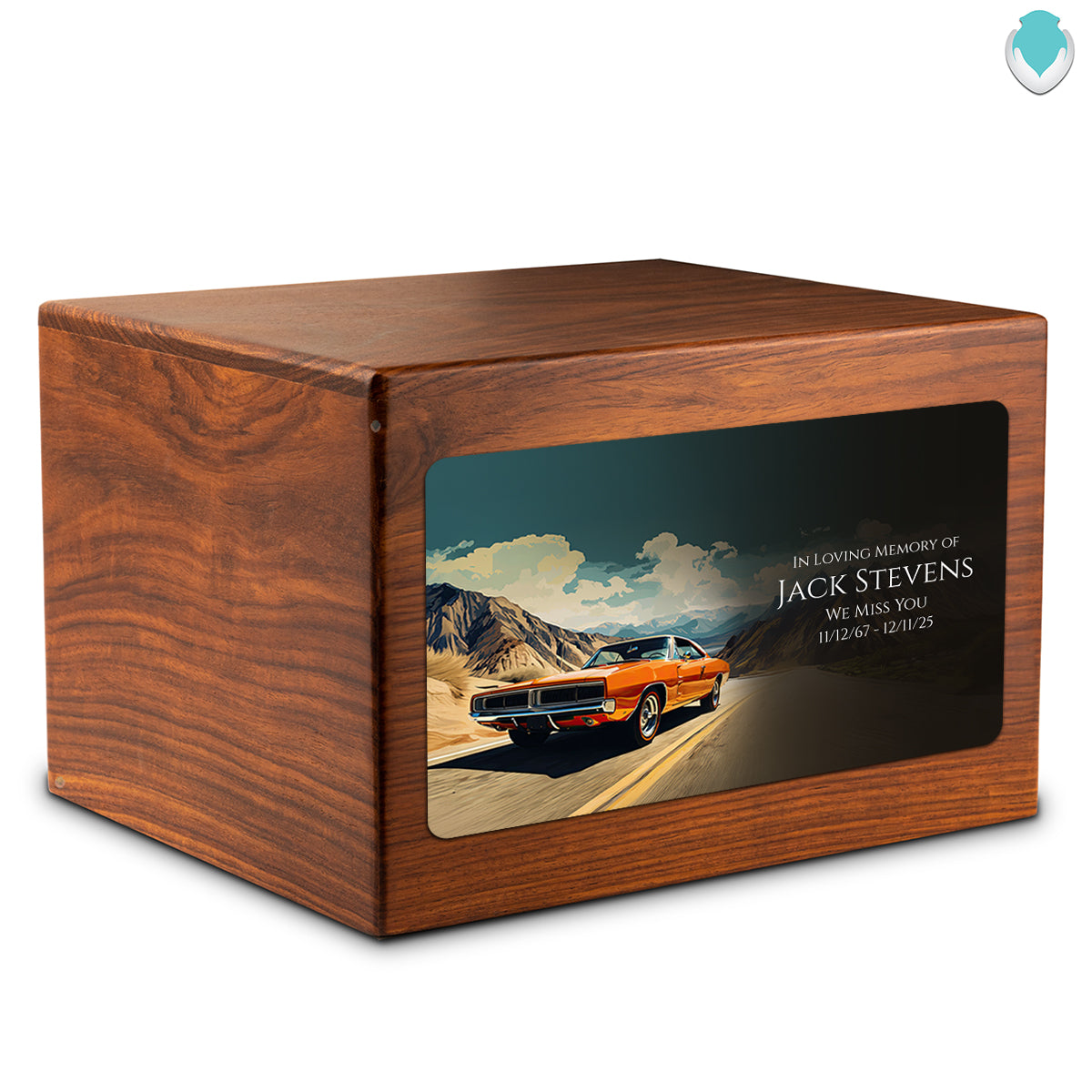 Adult Aura Classic Car Custom Printed Solid Wood Box Cremation Urn