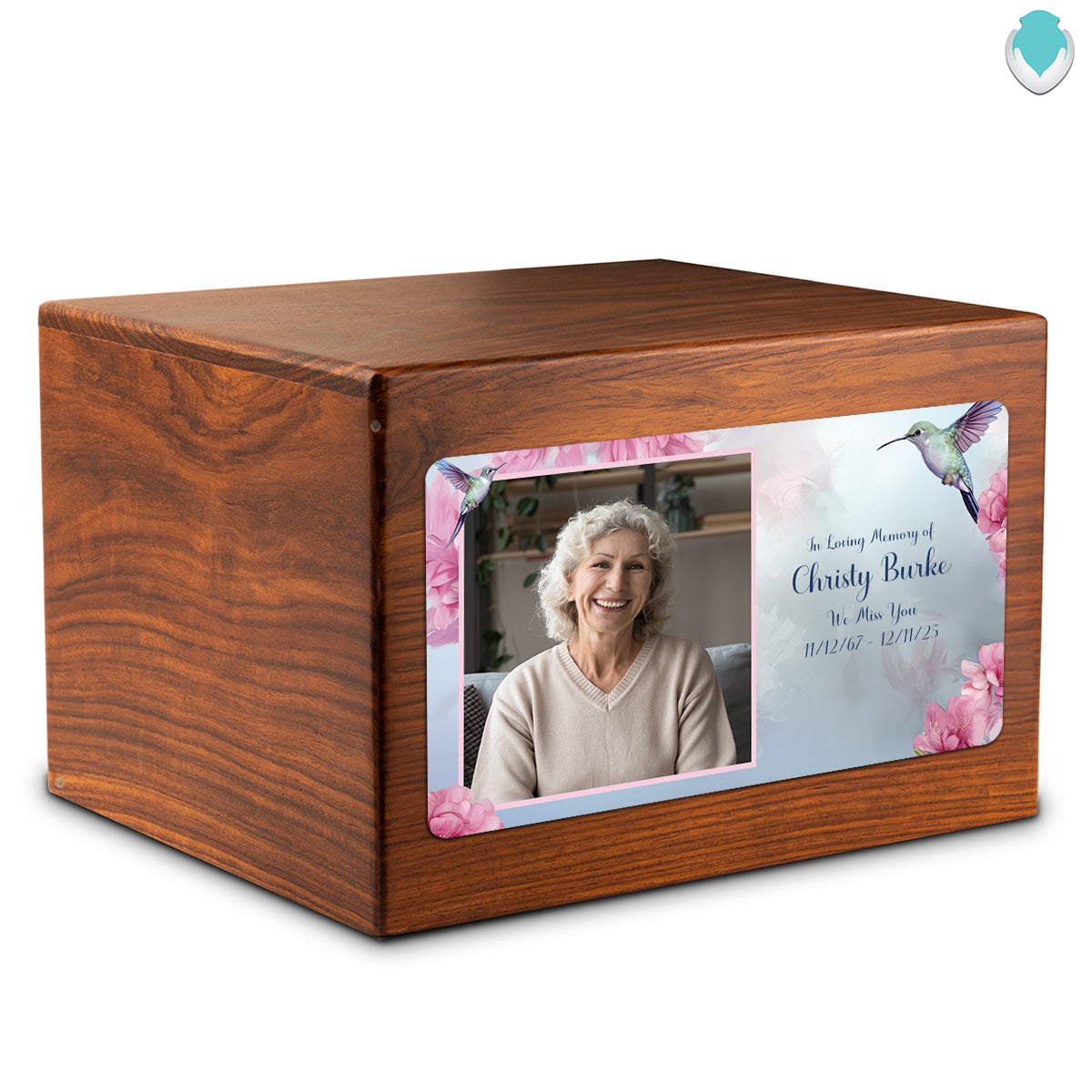 Adult Aura Custom Printed Photo Hummingbird Cultured Marble Urn for Ashes