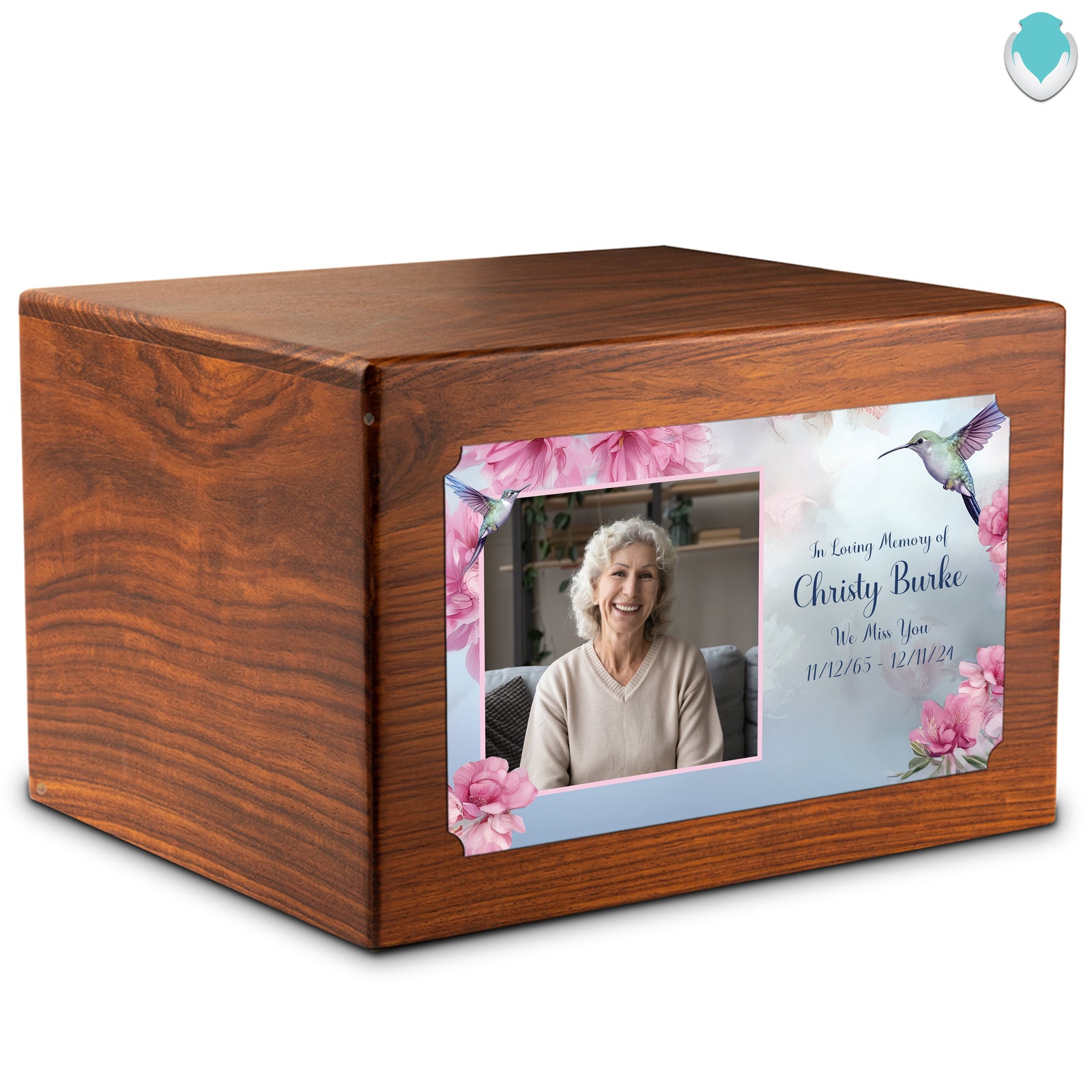 Adult Aura Custom Printed Photo Hummingbird Cultured Marble Urn for Ashes