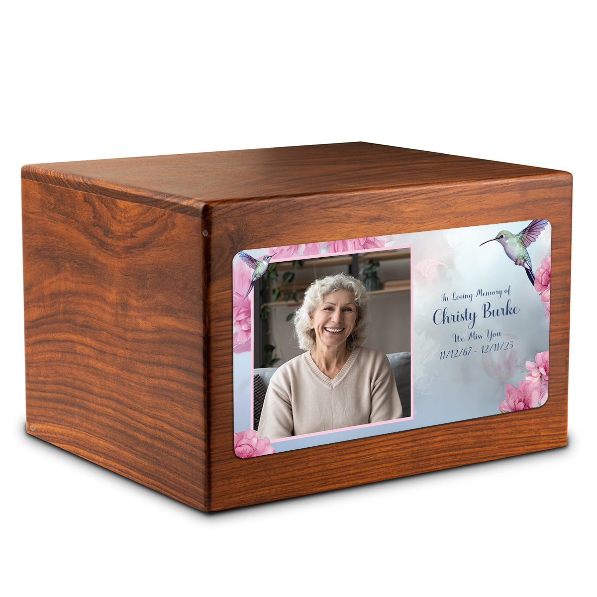 Adult Aura Custom Printed Photo Hummingbird Cultured Marble Urn for Ashes