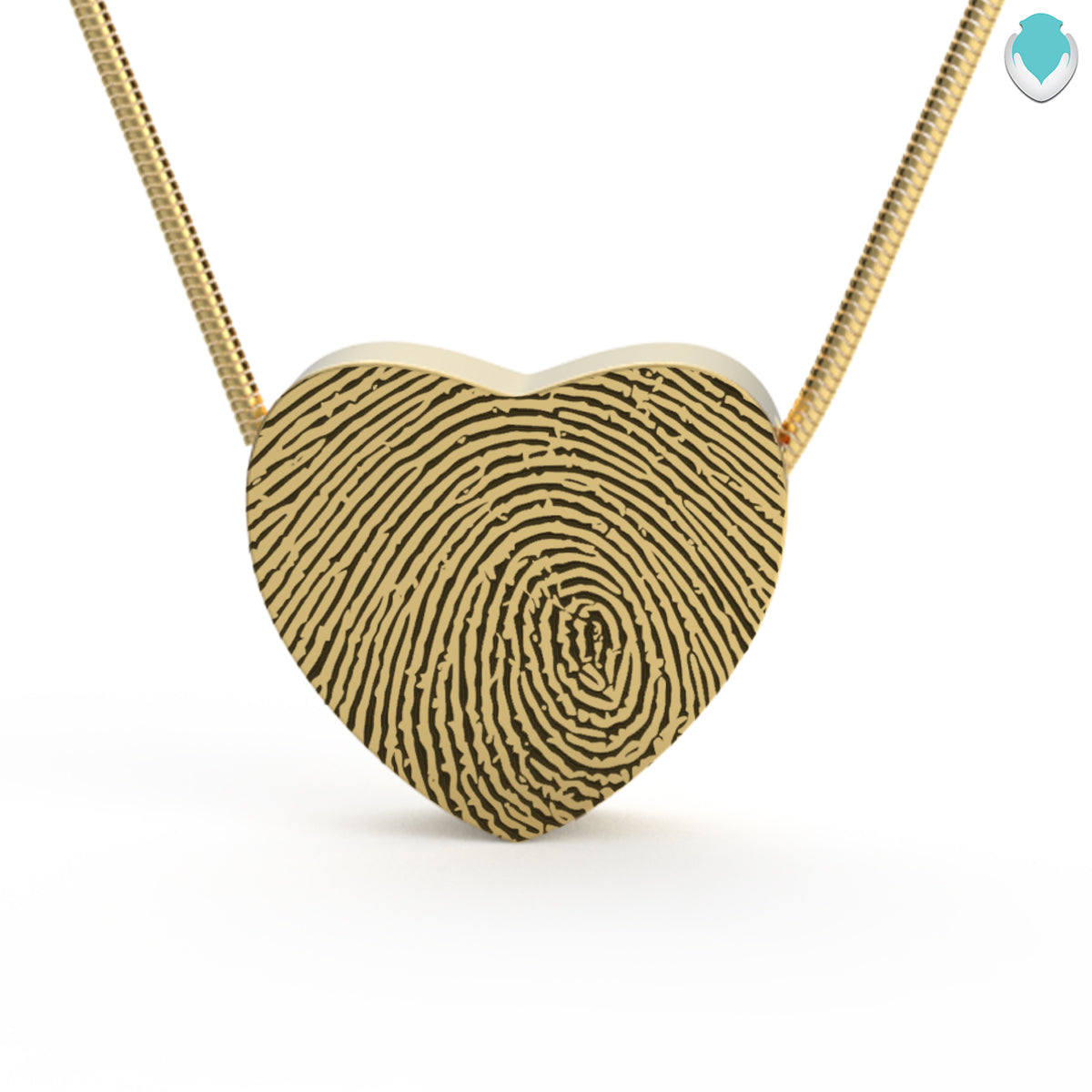 Custom Engraved Fingerprint Memorial Gold Heart Pendant