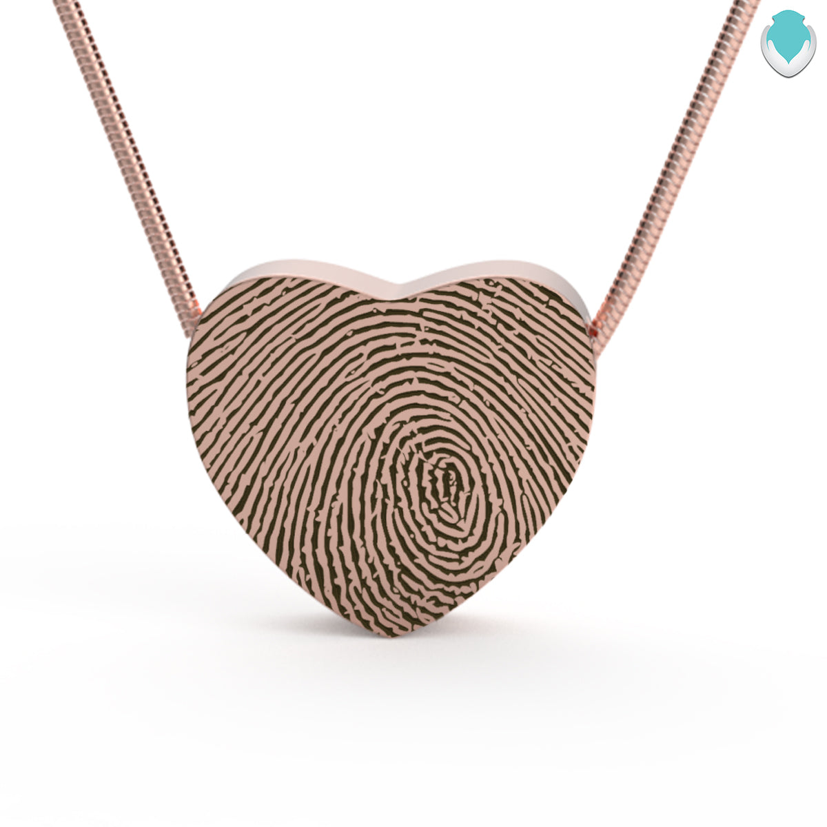 Custom Engraved Fingerprint Memorial Rose Gold Heart Pendant