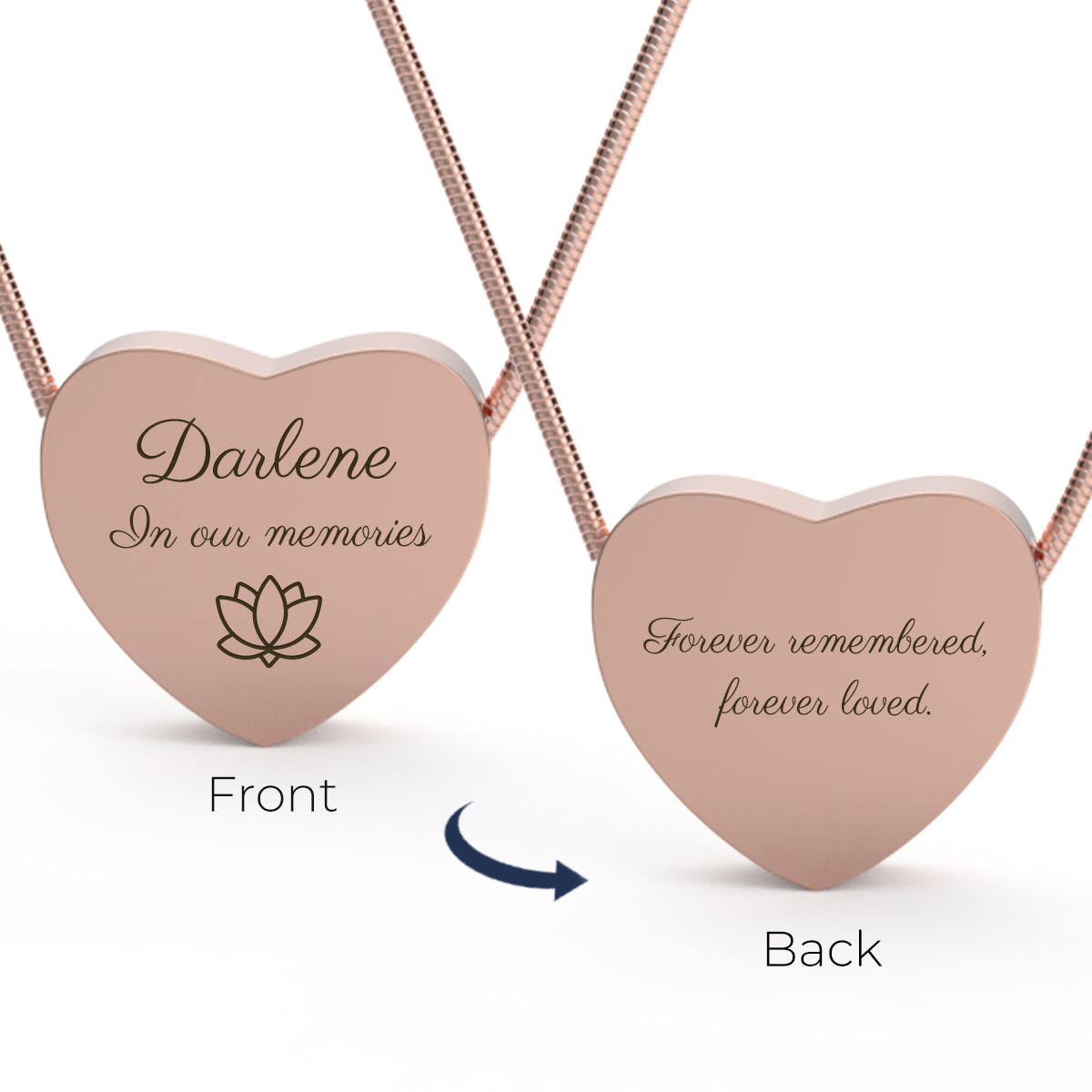 Custom Engraved Memorial Rose Gold Heart Pendant