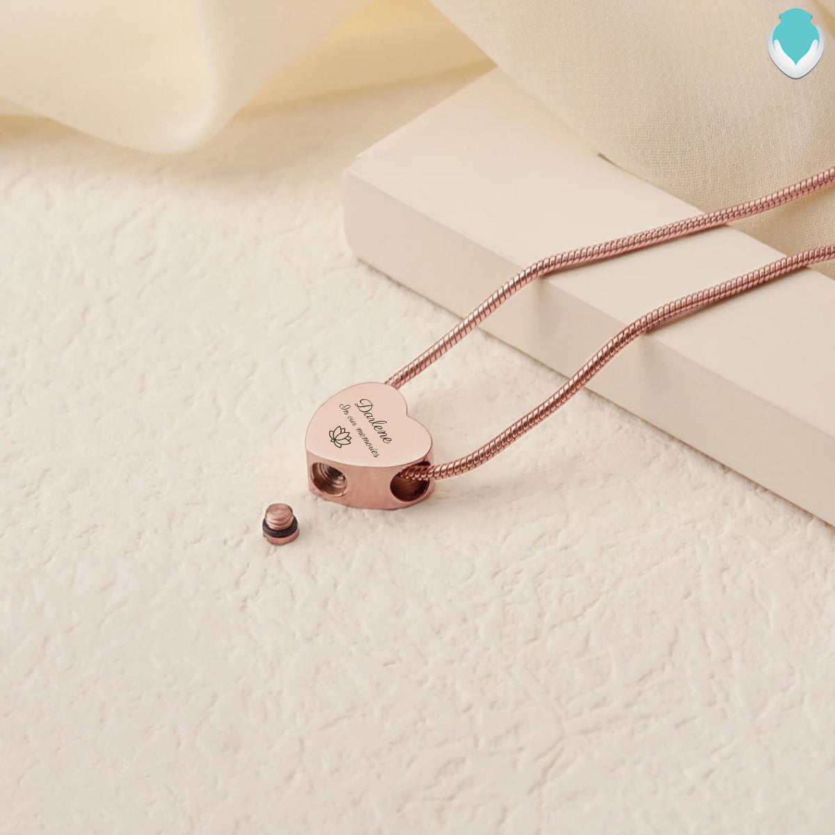 Custom Engraved Memorial Rose Gold Heart Pendant