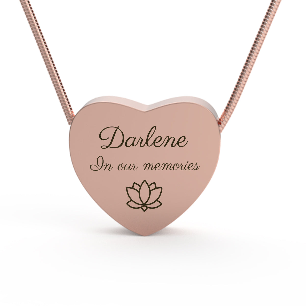 Custom Engraved Memorial Rose Gold Heart Pendant