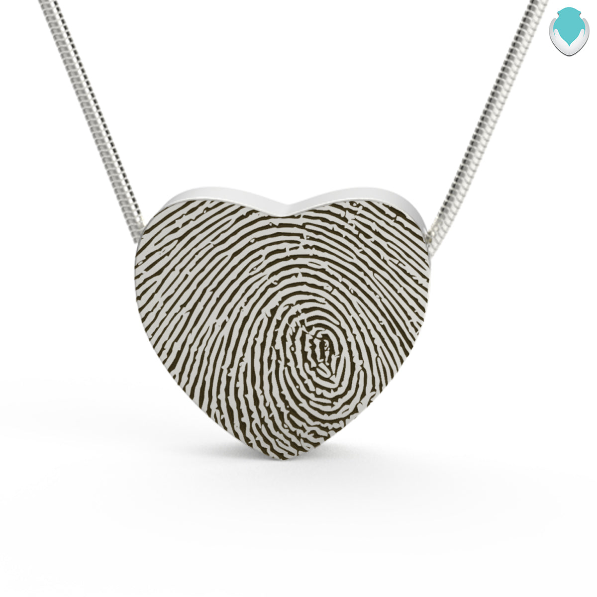 Custom Engraved Fingerprint Memorial Silver Heart Pendant