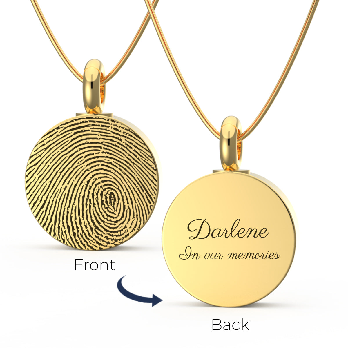 Custom Engraved Fingerprint Memorial Gold Coin Pendant
