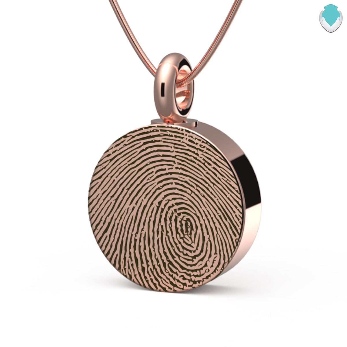 Custom Engraved Fingerprint Memorial Rose Gold Coin Pendant
