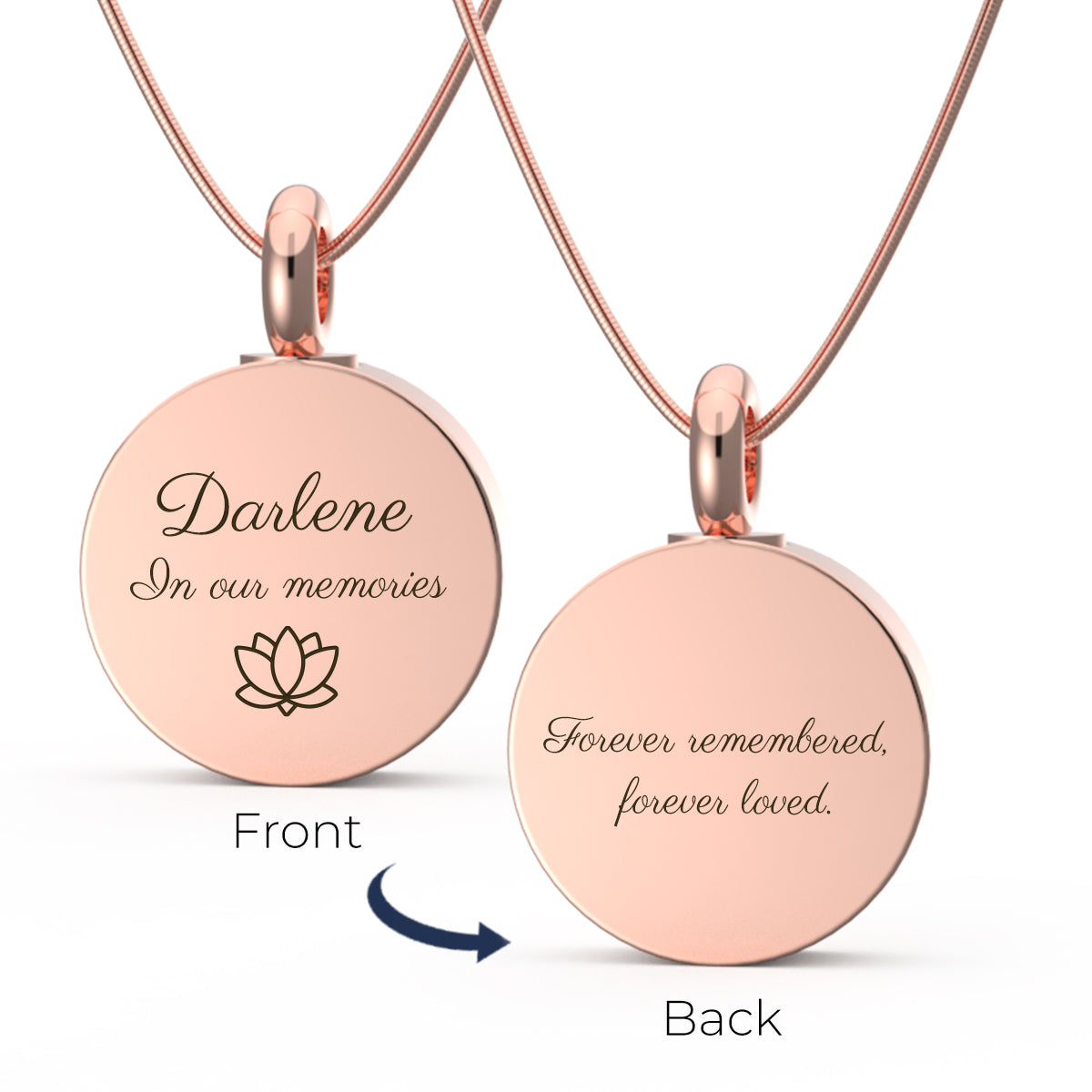 Custom Engraved Memorial Rose Gold Coin Pendant
