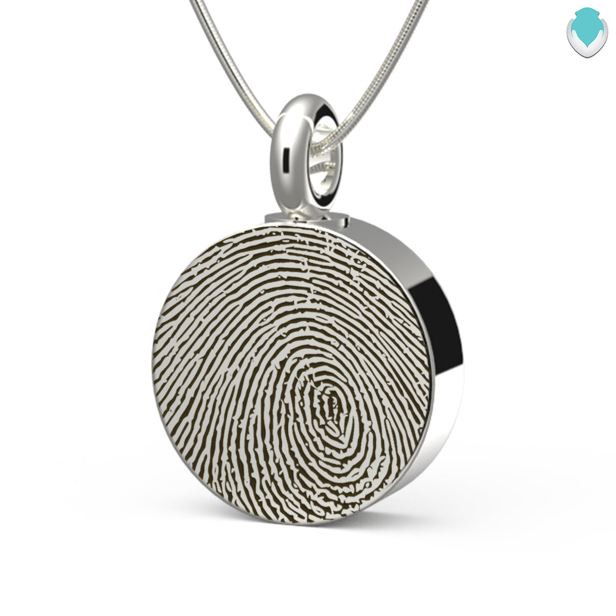 Custom Engraved Fingerprint Memorial Silver Coin Pendant
