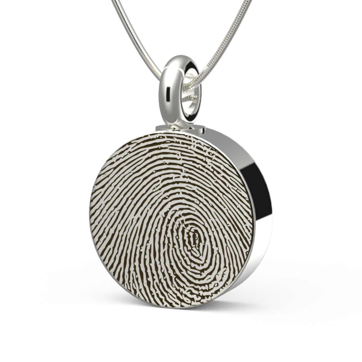 Custom Engraved Fingerprint Memorial Silver Coin Pendant
